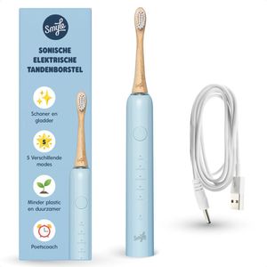Smyle Sonische Elektrische Tandenborstel met Lange Batterijduur en Druksensor - Duurzaam en Effectief Poetsen - Blauw