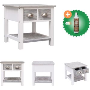 vidaXL Bijzettafel 40x40x40 cm paulowniahout grijs - Tafel - Inclusief Houtreiniger en verfrisser