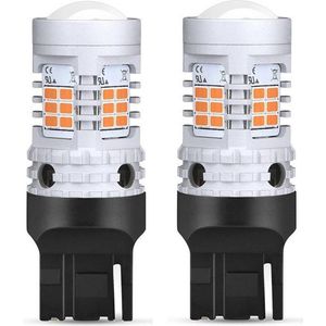 TLVX T20 7440 W21W No Hyper Flash LED Oranje Canbus knipperlichten / Richtingaanwijzer / P21W / Flashing Lights Orange / LED Bulbs / Bayonet fitting / Ingebouwde weerstand / Storingsvrij / 2 stuks