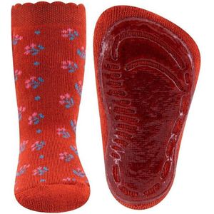 Ewers antislip sokken roest oranje met bloemen
