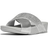 FitFlop - Lulu Crystal-Mix Metallic Cross Slides - Slippers - Silver