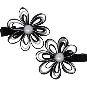 Jessidress Haarclip met madeliefje en parel - Zwart