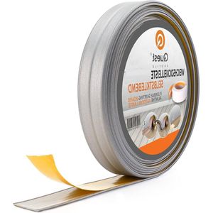 Zelfklevend knikstrip eindstrip voor keuken en badkamer - Afdichtingstape PVC - Flexibel en decoratief - 10 mm x 10 mm - 5 meter - Zilver