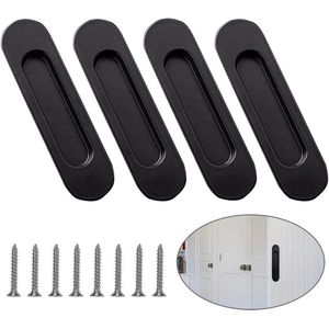 Inbouw handvat 4 stuks ovale verzonken vingertrekgrepen - schuifdeurgreep met schroef - deurladen kasten kaptafels - zwart .