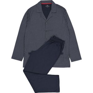 Gotzburg heren pyjama met knoopjes - blauw met rood en wit dessin - Maat: 8XL