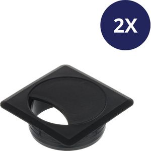 2x Kabeldoorvoer Zwart - Boordiameter: ø60mm - Diepte: 20mm - 73x73mm - Vierkant