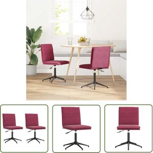 The Living Store Eetkamerstoelen 2 st fluweel wijnrood - Eetkamerstoel - Velours Stoel - Rode Stoel - Luxe Stoel - Comfortabele Stoel