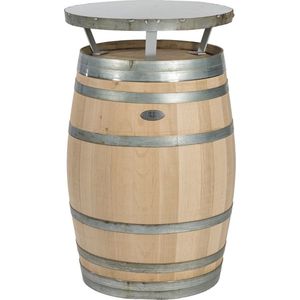 Bartafel Wijn 225l. ""Rioja DeLuxe"" stalen blad, geborsteld, geschuurd / Statafel / Eikenhout / Wijnvat