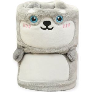 Knuffeldeken voor Kinderen - Flanel Fleece - Deken - 80x100 cm - Husky - Grijs