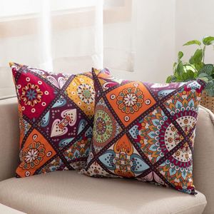 Set van 2 kussenslopen 80 x 80 cm, 100% katoen, kleurrijke hoofdkussenslopen met ritssluiting, superzacht premium en hypoallergeen, super comfortabele kussenhoezen (Bohemen, Paisley)