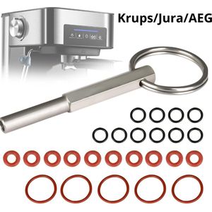 Reparatie set ovale kop met 25 stuks versterkte ringen-compatibel met Krups/Jura/AEG automatische koffiemachine + kopsleutel-pakkingset-revisie-onderhoud