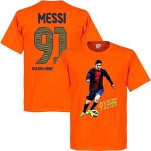 Messi 91 World Record Goals T-shirt - Oranje - 4XL