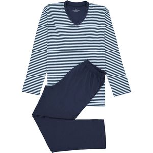Gotzburg - Heren Pyjama - Blauw Gestreept - Lange Broek en Shirt met Lange Mouwen