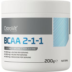 OstroVit - BCAA - 2-1-1 - 200 g - natural 100% puur – zonder aroma’s, suikers of onnodige toevoegingen - spierondersteuning - L-leucine + L-isoleucine + L-valine Aminozuren - Supplement (Lab tested!)
