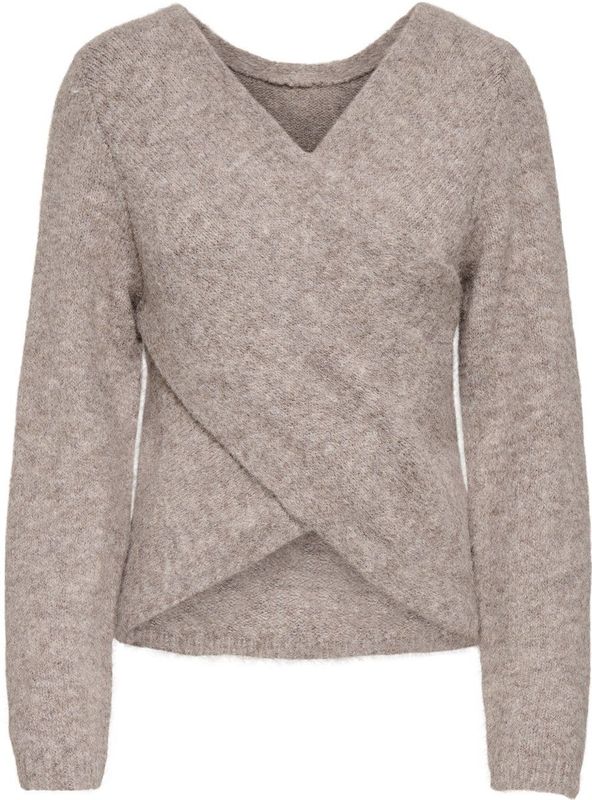 Only Trui Onlzaggie Life Ls V-neck Reversib E 15376349 Humus/melange Dames Maat - XS