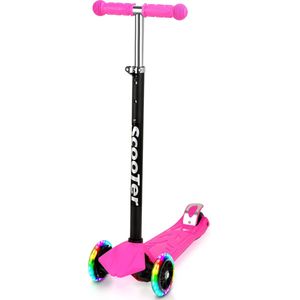 Kinderstep City Scooter - Step met lichtgevende wielen - voor Jongens en Meisjes - Vanaf 3-12 Jaar - In 4 hoogtes verstelbaar - Aluminium - Roze