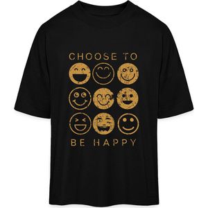 T Shirt Heren Dames - Kies Er Voor Gelukkig Te Zijn - Smileys - Zwart - L
