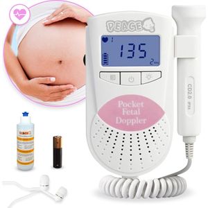 PEACE Doppler met Ultrasound 250mL – Baby Hartje Monitor – Hartslag Meter - Roze - Incl. Batterijen en Oortjes – Kraamcadeau Meisje