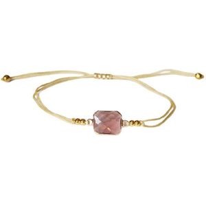 Gevlochten Armband - Kristal glas - Roze Goud Beige - Lieve Jewels