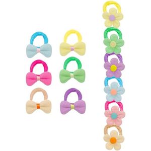 Allecto Plus - Set van 12 schattige bloemen haarelastiekjes voor meisjes - Elastische hoofdband voor dik haar - Geen schade - Snoep strik - Naadloze paardenstaart haarspeldjes