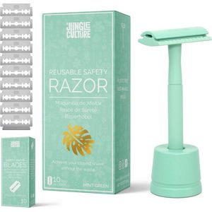 Duurzaam metalen veiligheidsscheermes voor vrouwen – Herbruikbaar & Eco-vriendelijk met standaard en reistas