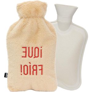 Warmwaterkruik met zachte deksel - 2 liter capaciteit - Zakje voor pijnbestrijding - Wasbaar - Afmeting 185 x 33 cm (que calor beige)