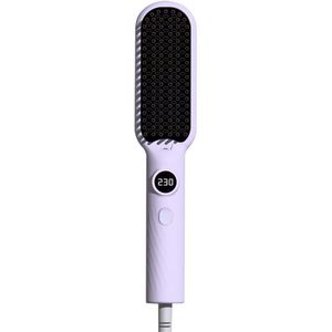 Kam - Stijltang - Hot comb - Elektrische haarborstel - Ionische kamstijltang - 5 instelbare temperaturen - Snelle verwarming - Bescherming tegen verbranding - paars