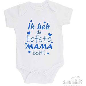 100% katoenen Romper ""Ik heb de liefste MAMA ooit!"" Moederdag Jongens Katoen Wit/blauw Maat 62/68