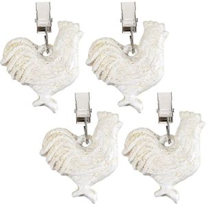 Gietijzeren tafelkleedklemmen - set van 4 - wit - voor picknick en tuin