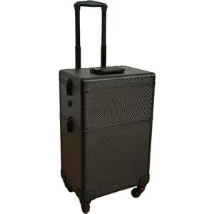 VDD – Kapperskoffer – Kappers Trolley – Visagie Koffer – Make up Trolley - Make up Koffer – Beautycase – Cosmetica koffer – Beautycase met wielen – Zwart