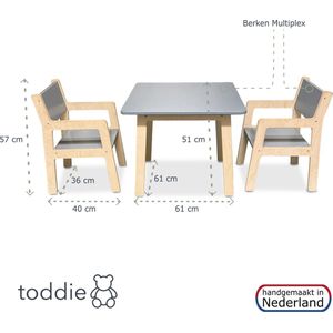 Houten kindermeubelsetje 4-7 jaar | Tafeltje + 2 stoeltjes - denim drift | toddie.nl