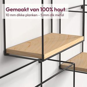 Wandrek Hout Metaals-sSet van 3s-sWandrek Zwevends-sWandkast Hangend Industrieel Zwart