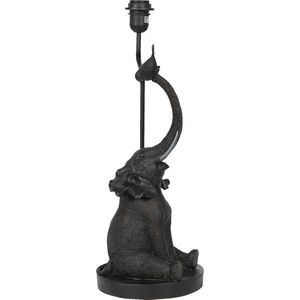 HAES DECO - Lampenvoet - Formaat 23x21x57 cm, kleur Zwart, gemaakt van Polyresin voor Fitting E27/max 1x60W - Lampvoet, Tafellamp