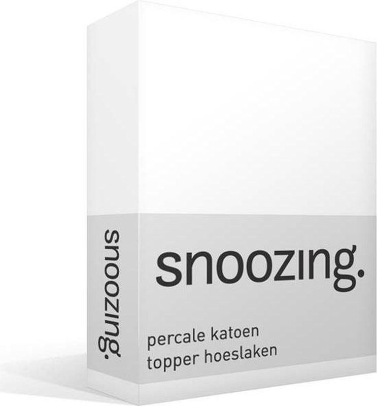 Snoozing - Topper - Hoeslaken  - Eenpersoons - 100x220 cm - Percale katoen - Wit