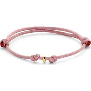 Zacht Roze Armband van Satijn + Gouden Ringetje