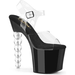 Pleaser - BLISS-708 Sandaal met enkelband, Paaldans schoenen - US 6 - 36 Shoes - Zwart/Transparant