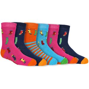 Kindersokken 23-26 | Antislip zool | Badstof gevoerd | Thema: Sokken | 6 paar | Oekotex-gecertificeerd, dus veilig voor de gevoelige huid
