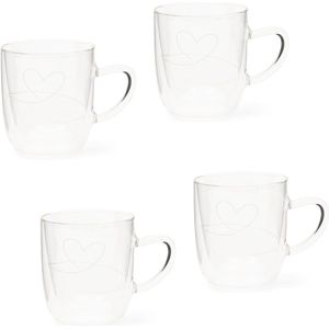 Riviera Maison - Dubbelwandige Glazen - With Love Double Wall Glass M - 345ML - Set van 4 Stuks