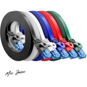 Mrs Jones CAT6 Flat Netwerkkabel - 1m - 5 Stuks - Kleurrijk