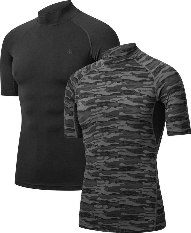 DANISH ENDURANCE - Compressie Top - Zwart Grijs Camo - Onderlaag Shirt - 2-Pack