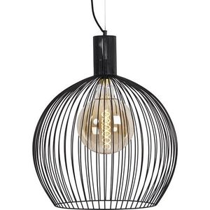 QAZQA wire - Moderne Grote hanglamp - 1 lichts - Ø 50 cm - Zwart - Woonkamer | Slaapkamer | Keuken