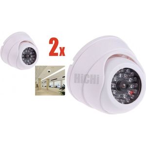 HiCHi® Fake camera voor binnen – Dummy camera – Nep camera - CCD Dummy Camera - Beveiligingscamera - Fake binnendoor Nepcamera - Nep Security Cam met rood knipperend led indicator 2STUKS