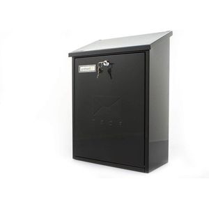 Grand Wall Mounted Galvanized Steel Lockable Weatherproof Mailbox - 33x45x15cm - Black