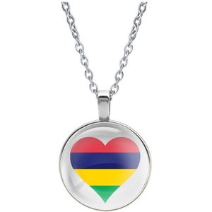 Ketting Glas - Hart Vlag Mauritius