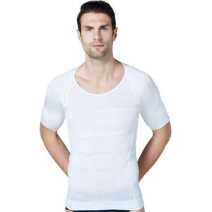 WiseGoods Luxe Shapewear T-Shirt Heren - Tshirt - Corrigerend Ondergoed - Kleding - Waist Trainer - Afslanken - T-Shirts - Wit L