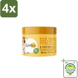 Lovea – Haarmasker – Monoï & Shea 3-in-1 – Intensief voedend – 390 ml - Voordeelverpakking - 4 stuks - Haarmasker - Haarverzorging