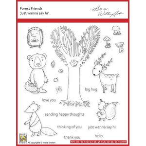 FFECS003 Nellie Snellen Clear stamp - stempel - Forest Friends - tree heart - bosdieren beer hert vos eekhoorn egel boom en paddestoelen