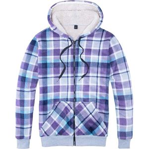 Geruit overhemd met rits en capuchon - Sherpa gevoerd sweaterjack