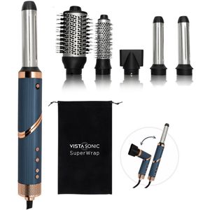 VistaSonic SuperWrap® 5 in 1 - Multistyler - Airstyler - Krultang - Fohnborstel - Deep Blue