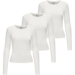 ONLY Lange mouw ONLRILEY O-NECK TOP 3P Set van 3